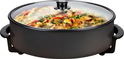 Image de alpina Poêle électrique avec couvercle Ø42 cm - Poêle électrique multifonctionnelle 1500W - avec couvercle et revêtement antiadhésif - température max. Température 240°C - pour pizza, paella, poulet, viande et plus