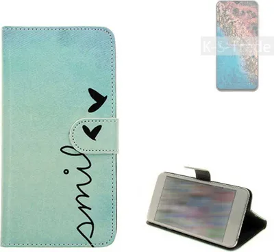 Produktbild von K-S-Trade Schutz Hülle Handy Hülle kompatibel mit Cubot X20 Pro Hülle Handyhülle cover bookstyle Etui Handyhülle ''smile'' türkis Standfunktion