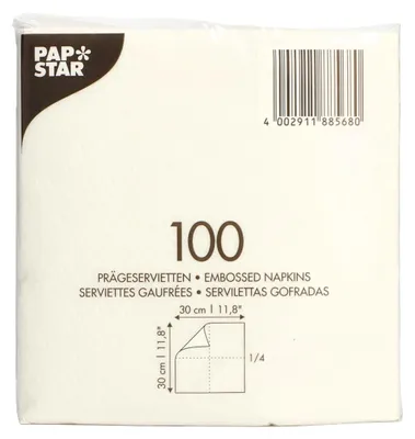Obrázek produktu pro PAPSTAR 88568 Servietten - 30 x 30 cm, 1-lagig, weiß, 100 Stück