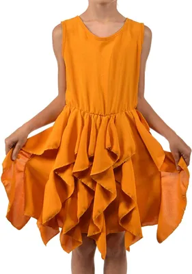 Produktbild von Mädchen Kleid mit breiten Trägern und Volants am Rock Gold 116