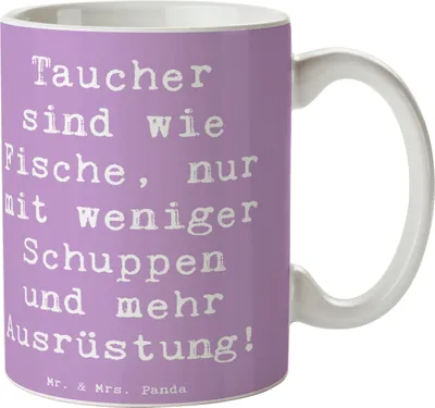 Produktbild von Mr. & Mrs. Panda Kaffeebecher Spruch Tauchen Abenteuer - Lavendeltraum - Geschenk, Keramiktasse, taucher, Sportler, Trinkbecher, Keramikbecher, Kaffeetasse, Geschenke
