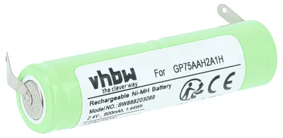 Produktbild von vhbw Akku kompatibel mit Omron Elmex ProClinical A1500 elektrische Zahnbürste (600 mAh, 2,4 V, NiMH)