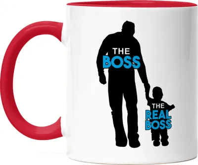 Produktbild von Der Chef Der Echte Chef Tasse Rot Vatertagsgeschenk Lustig Boss Ist Kind Süßes Motiv für Papa