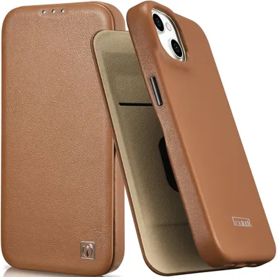 Produktbild von Icarer Ce Premium Leder Folio Etui Iphone 14 Plus Mit Klappe Magnetisch Magsafe Braun (Wmi14220715-Bn)