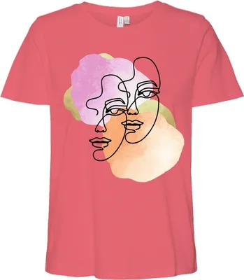 Produktbild von Vero Moda VMDIFACEY S/S O-NECK T-SHIRT JRS LC Dubarry/PINK & ORANGE FACES XS