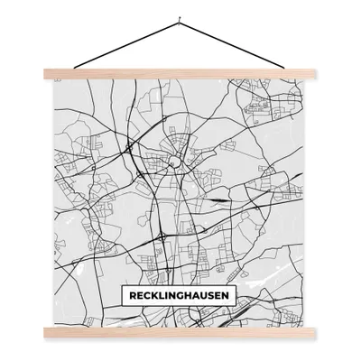 Produktbild von MuchoWow® Textilposter Karte - Recklinghausen - Deutschland - Stadtplan - Karte 60x60 cm mit holzfarbenen Rahmen - Wanddekoration