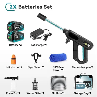 Image de Nettoyeur haute pression - Pistolet haute pression - Nettoyeur haute pression pour voiture - Avec batterie - 220 bars - Moteur sans balais - Sans fil