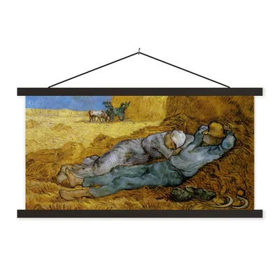 Produktbild von MuchoWow® Textilposter Die Siesta - Vincent van Gogh 90x45 cm mit schwarzem Rahmen - Klemmleisten