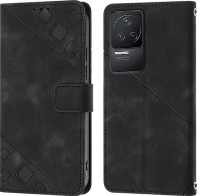 Produktbild von Hülle für Xiaomi Redmi K50 / K50 Pro Prägung Flip Leder Brieftasche Schutzhülle mit Ständer Schwarz