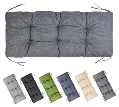 Produktbild von Garronda Bankauflage 120x50 cm ca. 10 cm dick Sitzkissen Outdoor für Gartenbank und Hollywoodschaukel Polster Auflage für Sitzbank wasserabweisend UV-beständig mit Bändern GD-0219 Grau