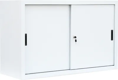 Produktbild von Schiebetürenschrank Aktenschrank Sideboard aus Stahl Weiß 75x120x45cm 550127