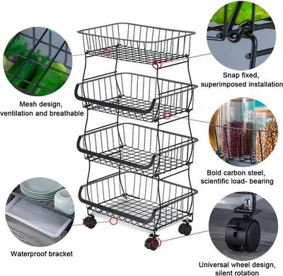 Obrázok produktu pre Servírovací vozík na kolieskach, stabilný, do kuchyne