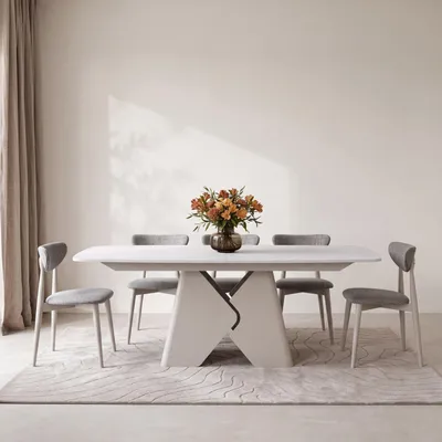Produktbild von Rechteckiger Esstisch Ausziehbar – Verlängerbar bis 270 cm – 180 x 90 cm XXL Esszimmertisch mit Metallgestell in Kaschmir Grau – für 6-10 Personen – Weiß