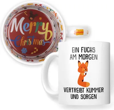 Produktbild von 22Feels Weihnachtsgeschenk Fuchs Tasse Süßes Tier Spruchtasse Wichteln Geschenk Arbeitskollege Büro Humor Secret Santa Witzig Kaffeetasse Männer Frauen Haferl Weihnachten