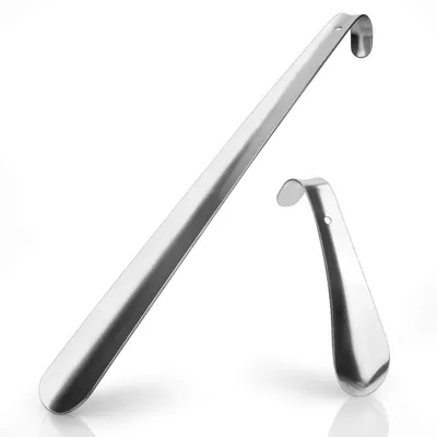 Produktbild von Schuhlöffel Metall Lang 2er Set 42cm & 17cm Edelstahl Stabil Reise