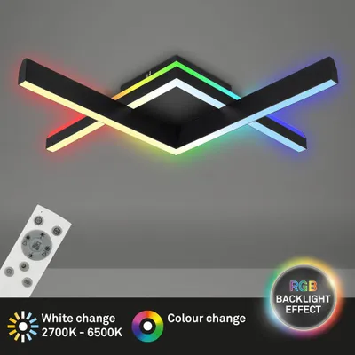 Zdjęcie produktu dla Lampa sufitowa LED BRILONER FRAME BACK, zdalne sterowanie, możliwość ściemniania, kolorowe światło RGB, regulacja temperatury barwowej CCT, czarna, 64,5 x 64,5 x 10 cm
