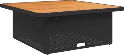 Produktbild von vidaXL Gartentisch Schwarz 110x110x71 cm Poly Rattan und Akazienholz
