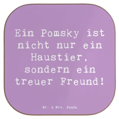 Produktbild von Mr. & Mrs. Panda Untersetzer für Gläser Spruch Pomsky Freund - Lavendeltraum - Geschenk, Coaster, intelligenter Hund, Hunderassen Pflege, Hunderasse, Eigenschaften