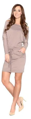 Produktbild von Damen Kleid Langarmn Party Minikleid Schulterfrei Kleid Dress; Cappucino/2XL/3XL