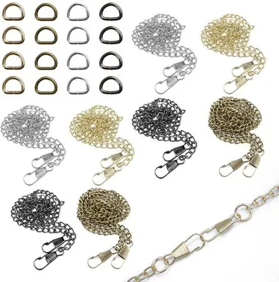Image de Ibenzoa® : Lot de 8 chaînes porte-clés en métal imitation – 120 cm de long, 0,5 cm de large, en fer galvanisé, avec 16 anneaux de connexion, disponibles en 4 couleurs : bronze, noir, or et argent