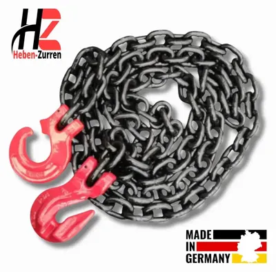 Produktbild von Forstkette GK8 mit Verkürzungshaken – 6 mm – 2 m – EN 818-2 – Zugkraft 2200 daN – schwarz lackiert