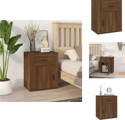Immagine prodotto di vidaXL Comodino marrone effetto rovere 50x36x60 cm materiale legno - Comodini