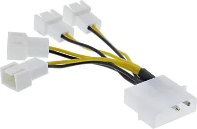Produktbild von InLine Lüfter Adapterkabel, 4x Lüfter 3pol. an 13,34cm (5,25"), 0,05 m, 3-polig, Molex (4-pin), Mehrfarbig, 8 g, 85 mm