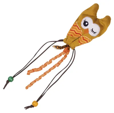 Produktbild von Nobby Katzenspielzeug Plüsch Eule mit Holzkugel orange