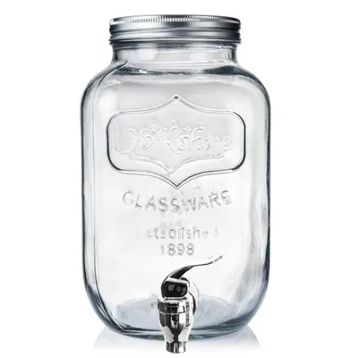 Produktbild von Orion Getränkespender Glas Zapfhahnflasche mit Zapfhahn Gläser Trinkgläser 4 L