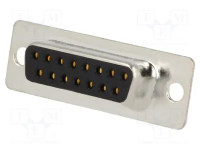 Immagine prodotto di 1 connettore D-Sub femmina per cavi, connettore a 15 pin, da saldare. Connettore D-Sub DM15-SS