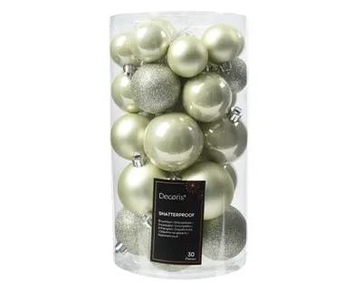 Produktbild von Weihnachtskugeln Kunststoff 4-6cm Mix 30er Set - Hell Minze