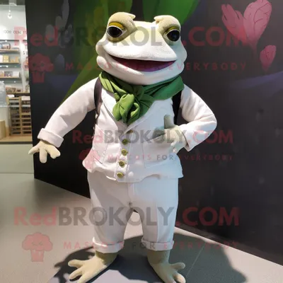 Obrázek produktu pro Postava REDBROKOLY maskota bílé žáby oblečená s vestou a cummerbunds