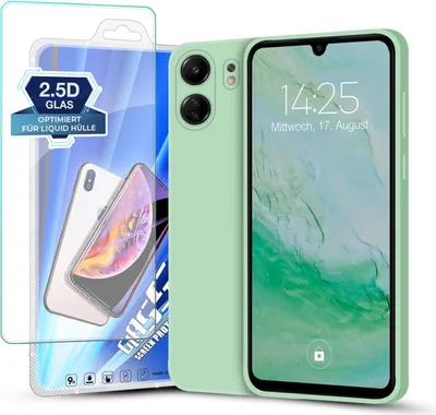 Produktbild von Hülle für Xiaomi Redmi 13C mit 9H Displayglas Displayschutz Plus Case Cover Bumper Silikon Softgrip Schutzhülle Farbe: Türkis