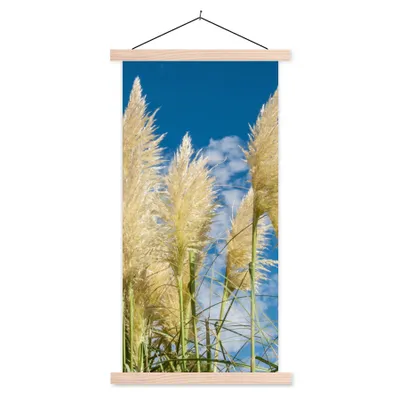 Produktbild von MuchoWow® Textilposter Pampasgras - Pflanze - Natur 60x120 cm mit holzfarbenen Rahmen - Holz