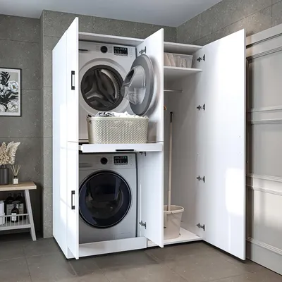 Produktbild von Roomart DORA-I Waschmaschinen-Überbauschrank 130 cm breit, Weiß