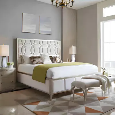 Produktbild von Bett Nachttisch 2x Schlafzimmer 3 tlg. Set Design Luxus Betten Komplette Konsole