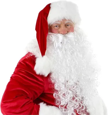 Immagine prodotto di 2 in 1 - Set barba di Babbo Natale con parrucca - Barba di Babbo Natale - per vestirsi da Babbo Natale - Babbo Natale - Natale - Costume da Babbo Natale