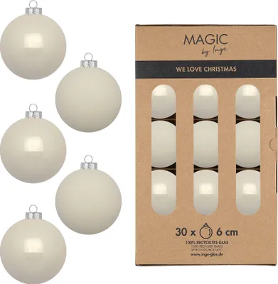 Produktbild von Weihnachtskugeln Glas 6cm 30 Stück - Blanched Almond