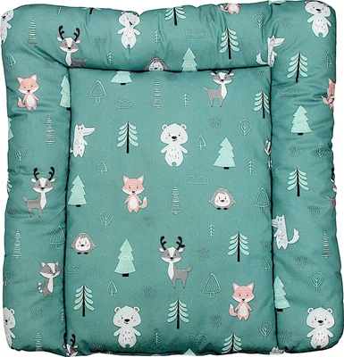 Produktbild von TupTam Baby Wickeltischauflage mit Baumwollbezug Gemustert, Farbe: Wald / Fuchs / Reh / Igel / Bärchen / Grün, Größe: 70 x 50 cm
