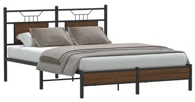 Obrázek produktu pro Dřevěná postel – Lůžko – Postel – Černo-bílý design – 150x200 cm – Snadná montáž