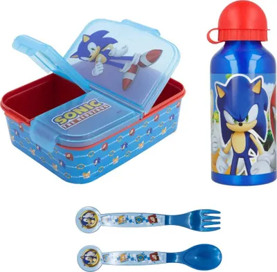 Produktbild von Sonic the Hedgehog 4 teiliges Lunch Set Brotdose 3 Kammern Alu-Trinkflasche