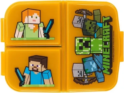 Image de Boîte à goûter pour enfants Minecraft - Boîte à lunch avec 3 compartiments & design sympa