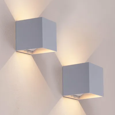 Produktbild von Ledvion 2er Set Wandlampe Innen / Aussen sensor Akku IP44 Grau Warmweiß