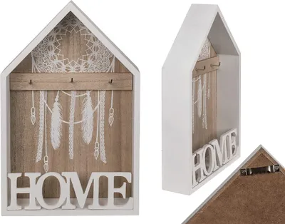 Produktbild von OOTB Weiß/naturfarbener Holz-Schlüsselkasten Home