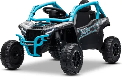 Produktbild von Elektrisches Kinderauto Kawasaki TERYX KRX 1000 12V, blau, Einsitzer, Hinterachs-Federung, 2,4-GHz-Fernbedienung, Lithium-Batterie, 2 × 25W Motoren, Öffnende Schutzrahmen, MP3-Player mit USB/AUX-Eingang, Lizenziert