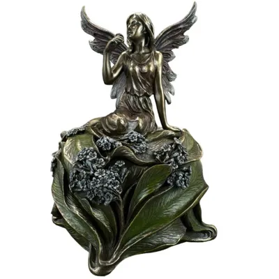 Obrázok produktu pre Šperkovnica Elf Veronese Fantasy s figúrkou, dekoratívna úschovná krabička v bronzovom štýle, tip na darček WU72931A4
