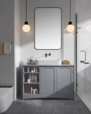 Produktbild von VASAGLE Waschbeckenunterschrank, Unterschrank, Badezimmerschrank, 30 x 90 x 60 cm, 2 Türen, Badschrank, offene Fächer, höhenverstellbare Ablagen