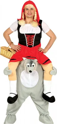 Produktbild von Rotkäppchen auf Wolf Carry Me Kostüm für Fasching Größe: L 52/54