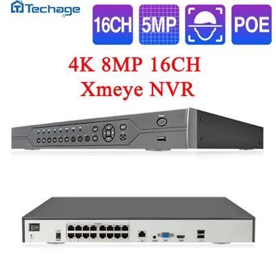 Image de Enregistreur NVR 16 canaux, résolution 4K, PoE - Compression vidéo H.265 - Résolution 8MP