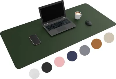 Produktbild von Wurk WURK Professional Schreibtischunterlage Kunstleder - Schreibtisch-Organizer - Schreibtischzubehör - Inklusive Kabelclip - Mauspad XXL - 120x60 - Grün